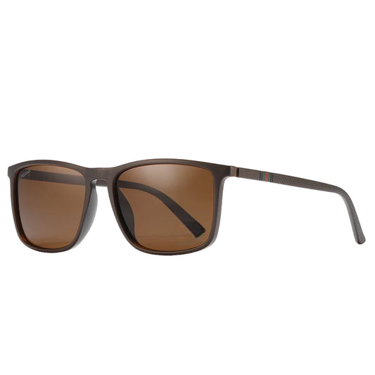 Designer polarised sunglasses with brown lenses and brown frames. TAC lenses and lightweight