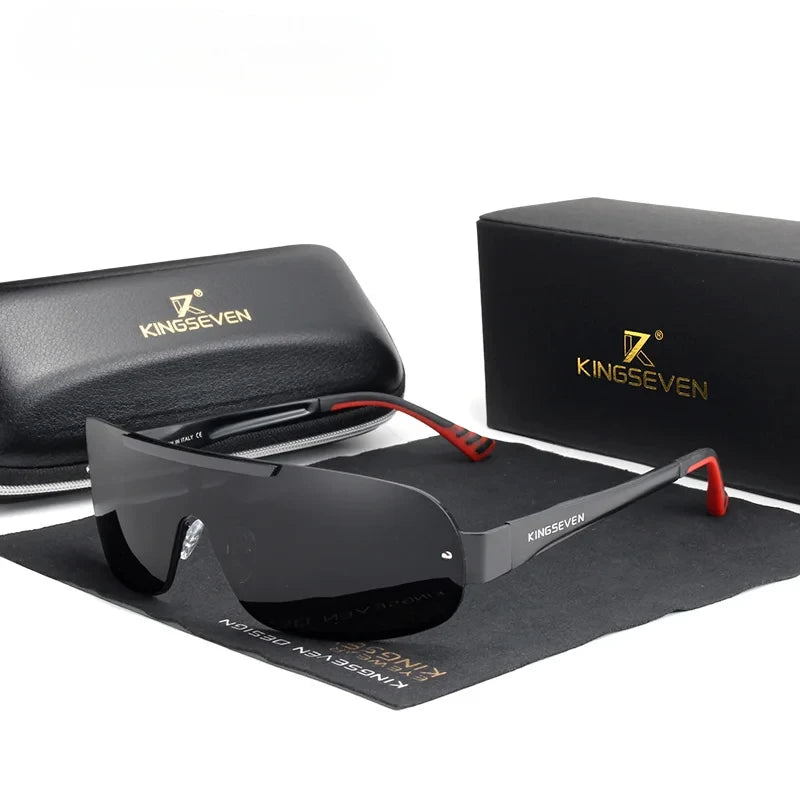men's goggle style sports sunglasses with black lenses and black frames