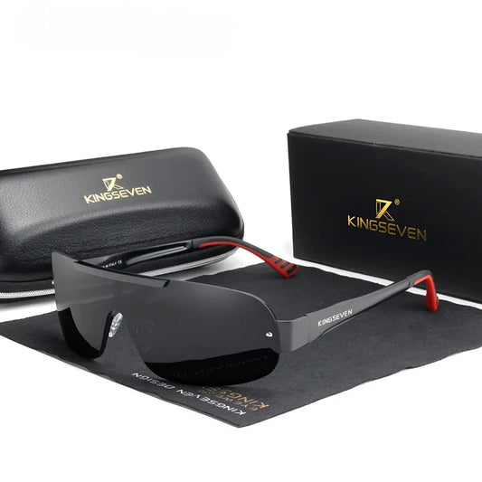 men's goggle style sports sunglasses with black lenses and black frames