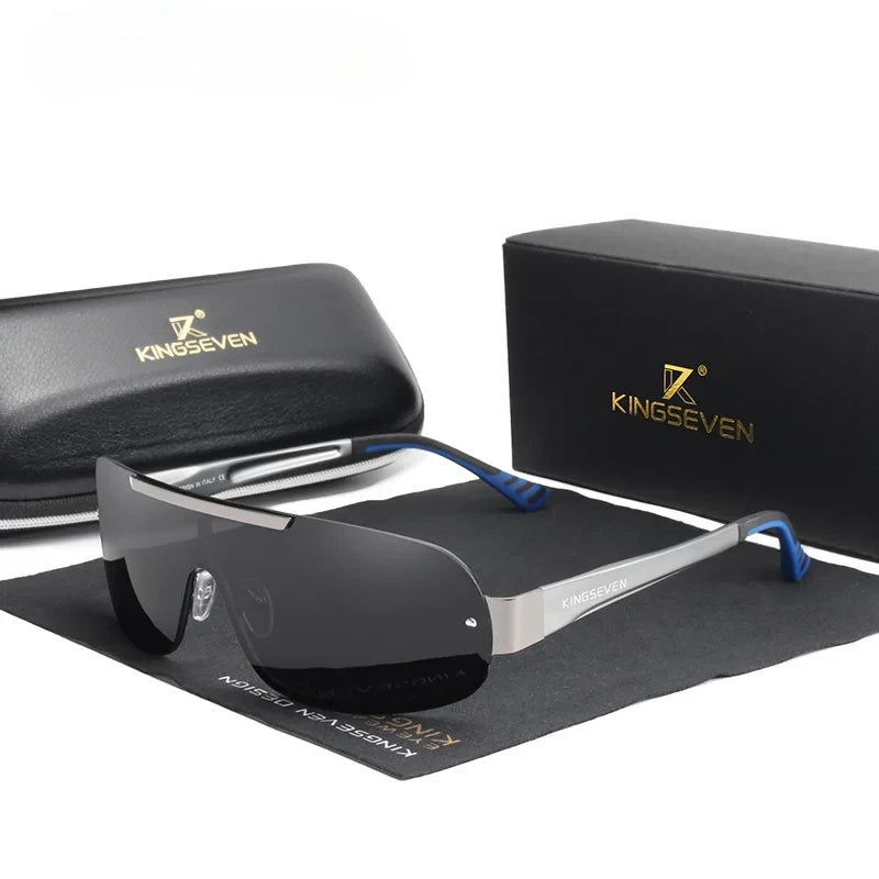 men's goggle style sports sunglasses with black lenses and silver frames