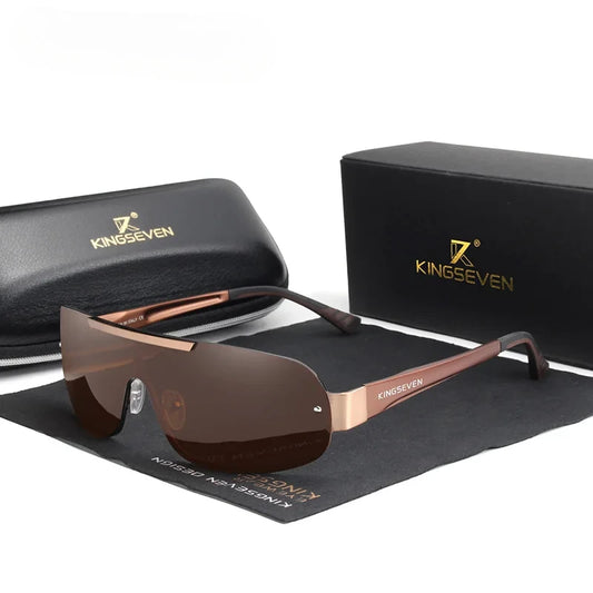 men's goggle style sports sunglasses with brown lenses and brown frames