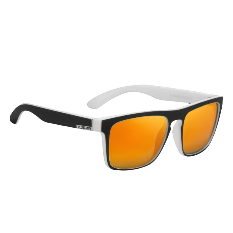 Ray Gods polarised sunglasses with orange lenses and black frames. TAC lenses and stainless steel hinges
