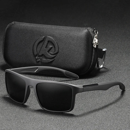 ultralight sunglasses with black lenses and gun grey frames